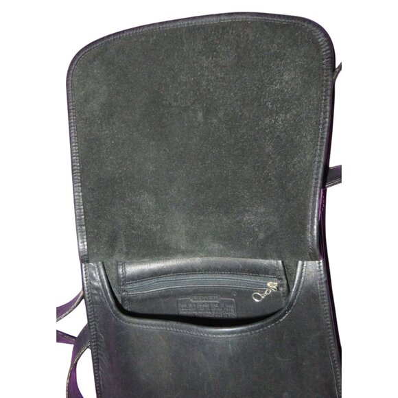 Coach 90's Legacy 9131 Black Saddle Leather Crossbody Hippie Messenger Flap Bag - Picture 4 of 10